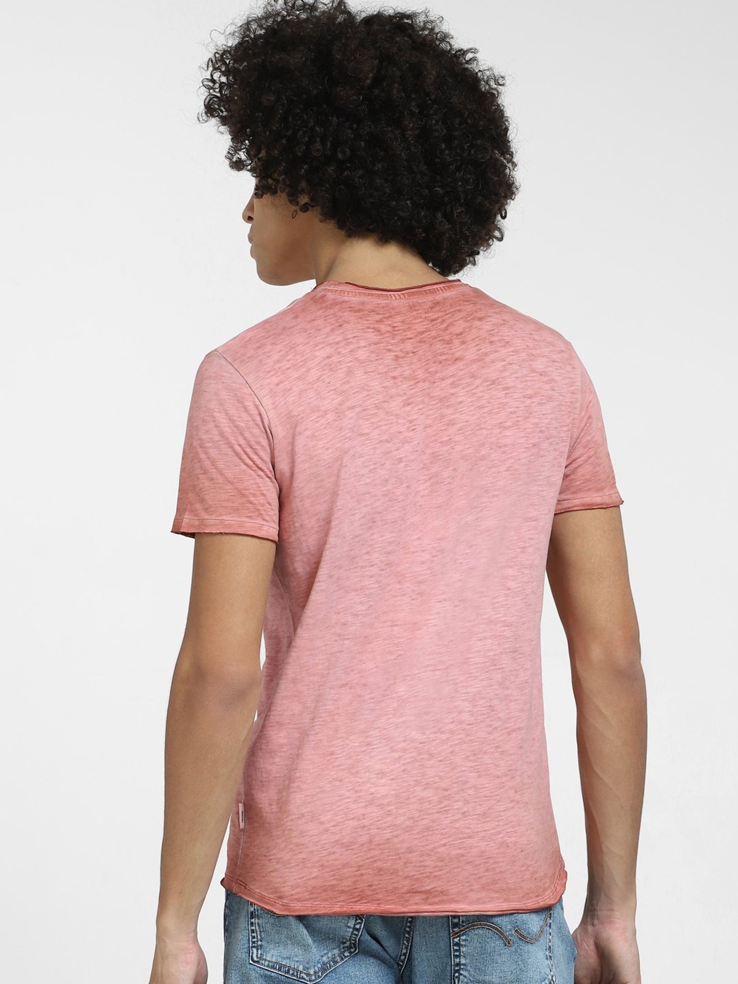 Jack & Jones Red Slim Fit Cotton Crew T-Shirt