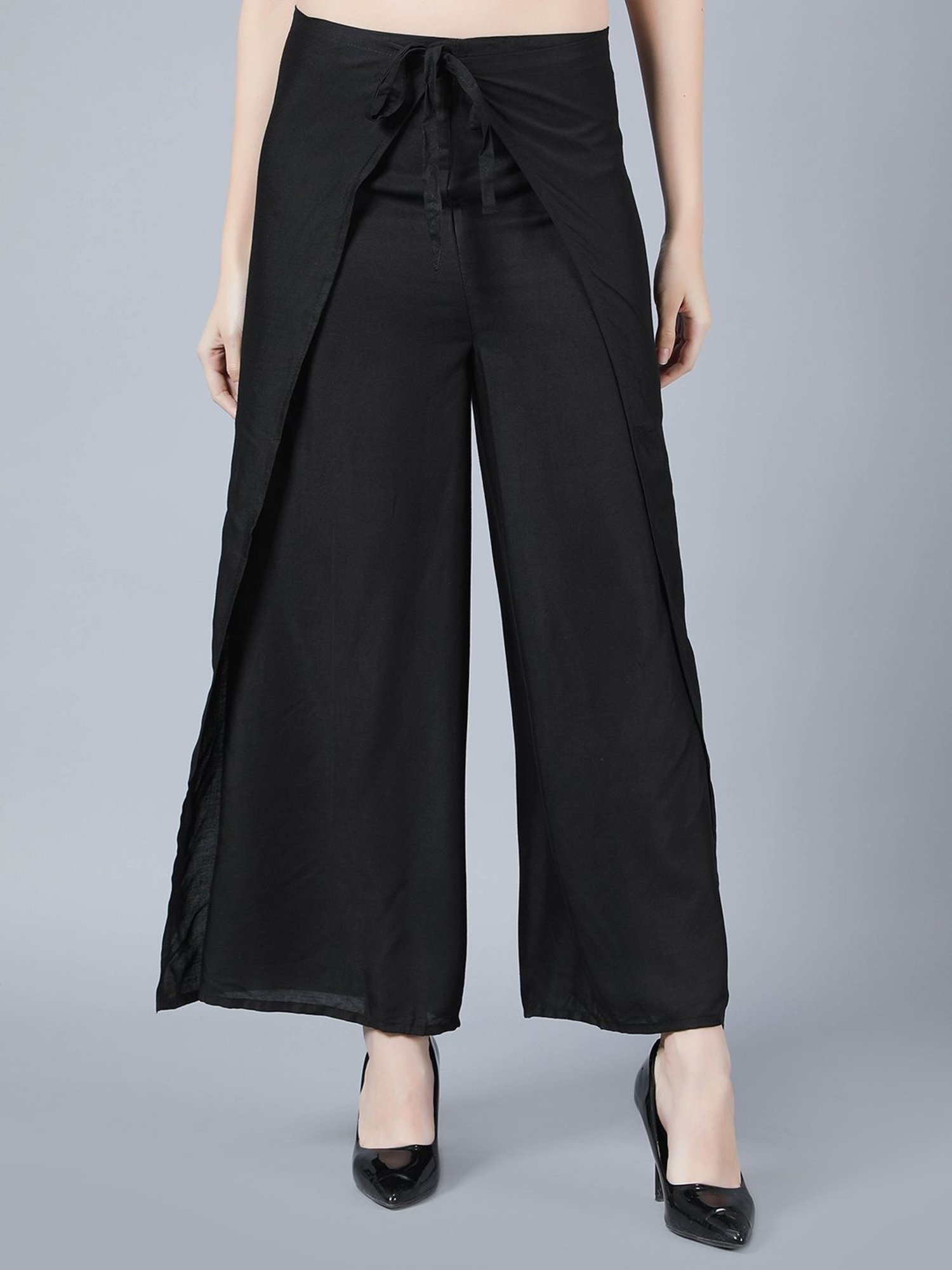 Aditi Wasan Black Relaxed Fit Mid Rise Trousers