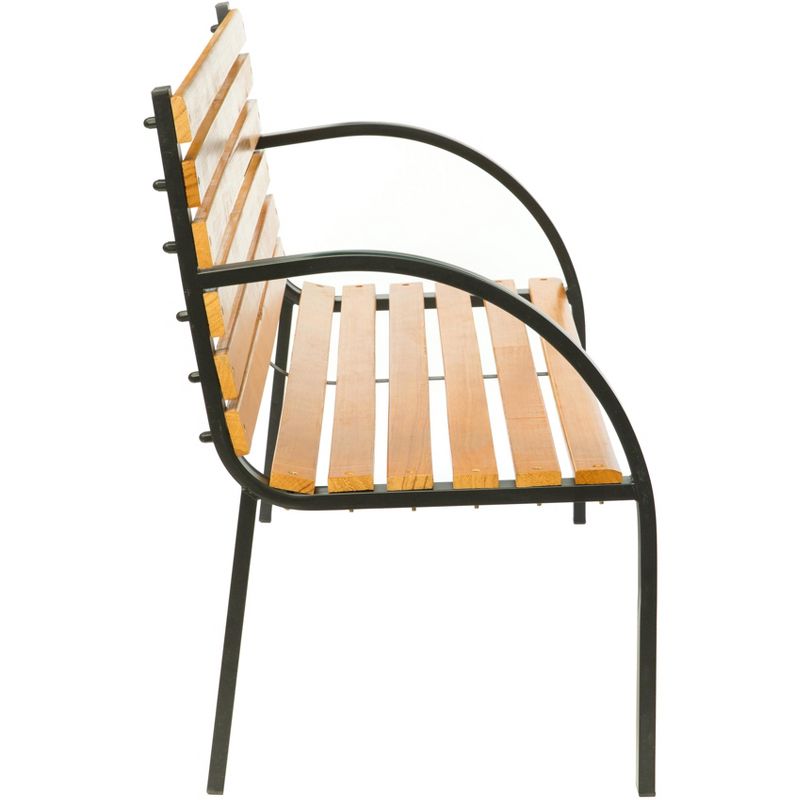 Gardenised Classical Wooden Outdoor Park Patio Garden Yard Bench with Steel Frame