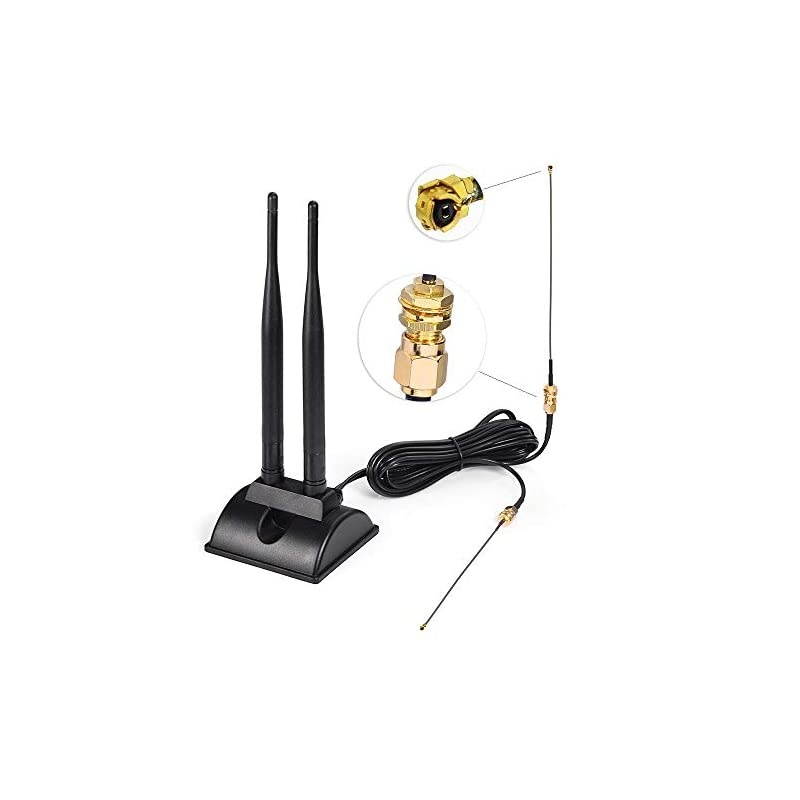 24GHz 5GHz Dual Band WiFi Antenna RPSMA Male Antenna with IPEX UFL to RPSMA Female Cable 6 inch 2Pack for Mini PCIe Network Card USB WiFi Adapter Wireless Router Hotspot