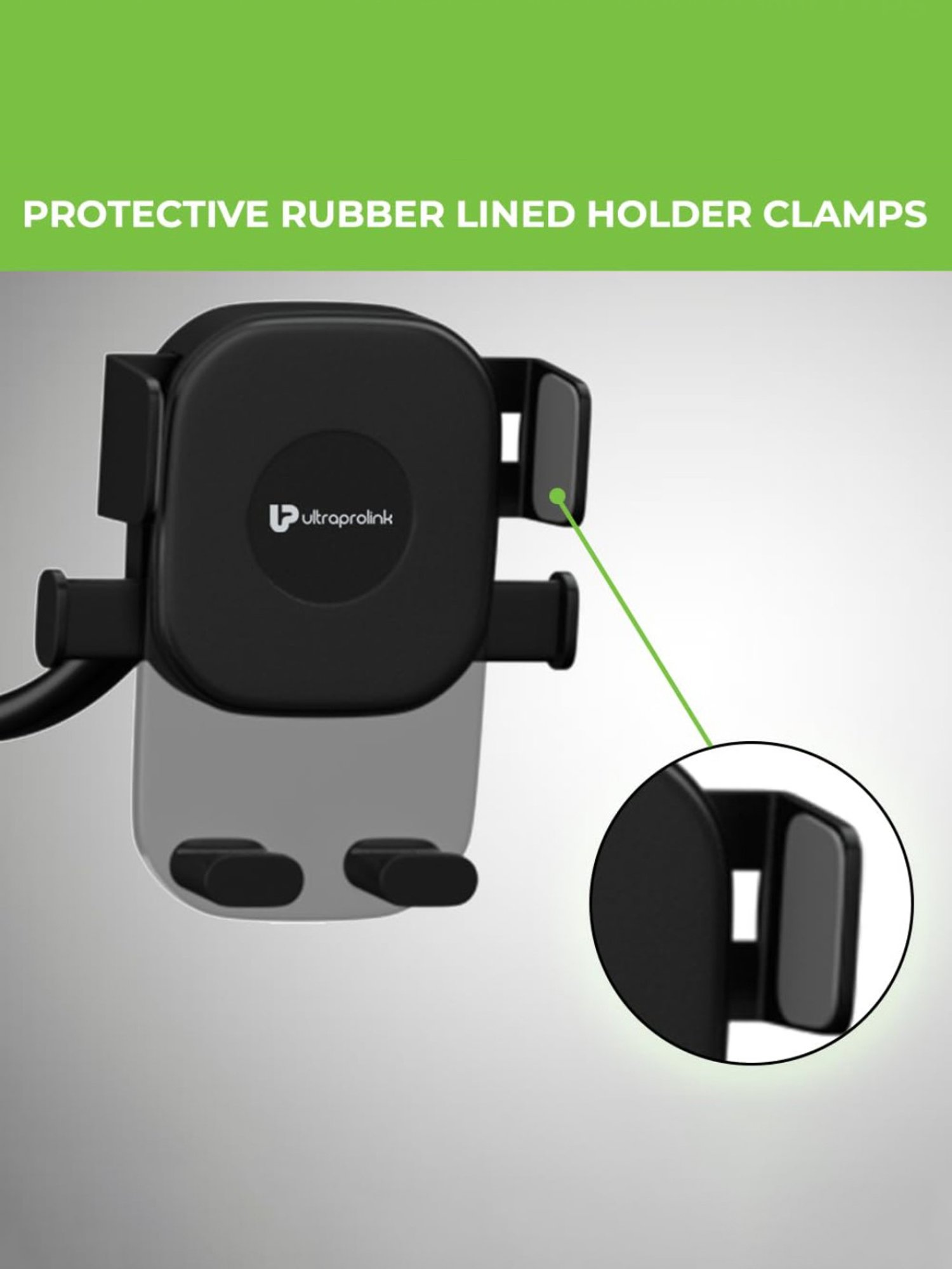 ULTRAPROLINK UM1168 Drive Safe plus, Universal Adjustable Holder Car Mount All Smartphones (Black)