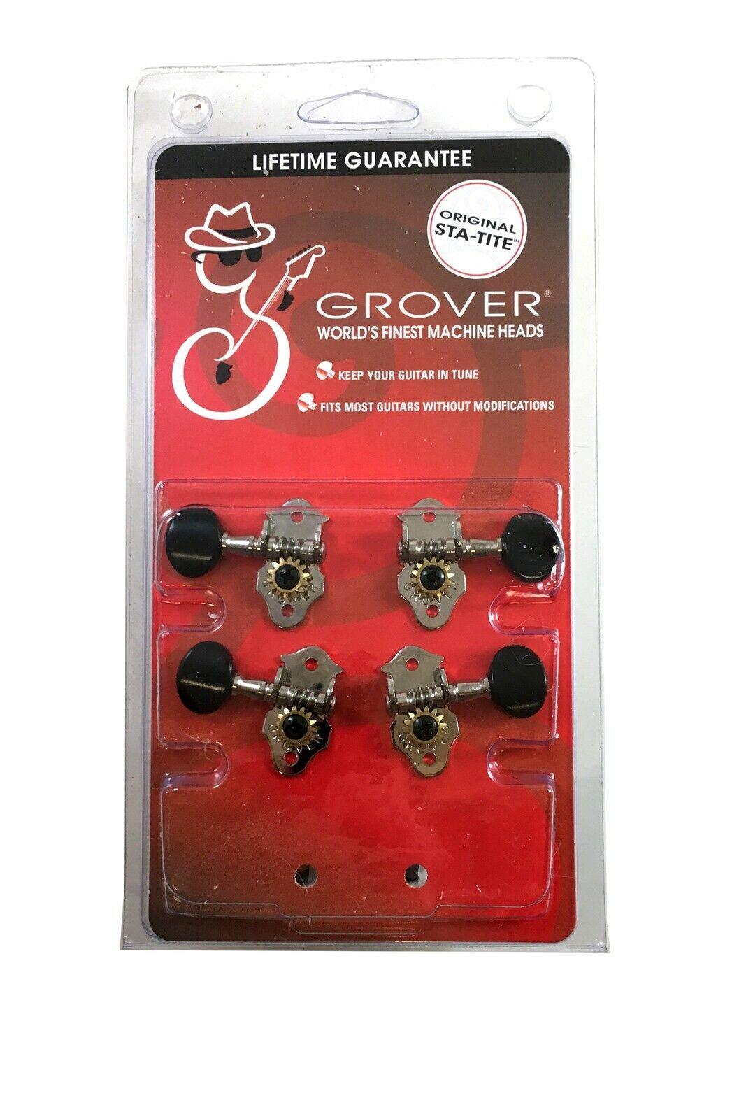 grover 9nb statite ukulele tuners, nickel with black buttons