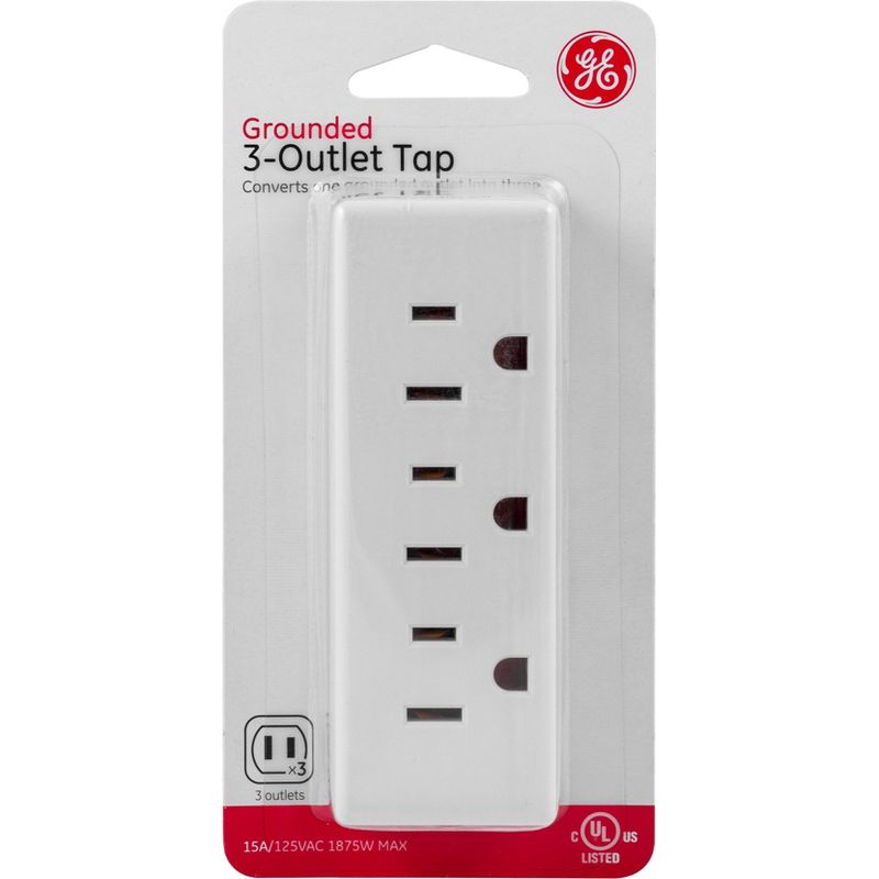 General Electric 3 Outlet Grounded Tap White