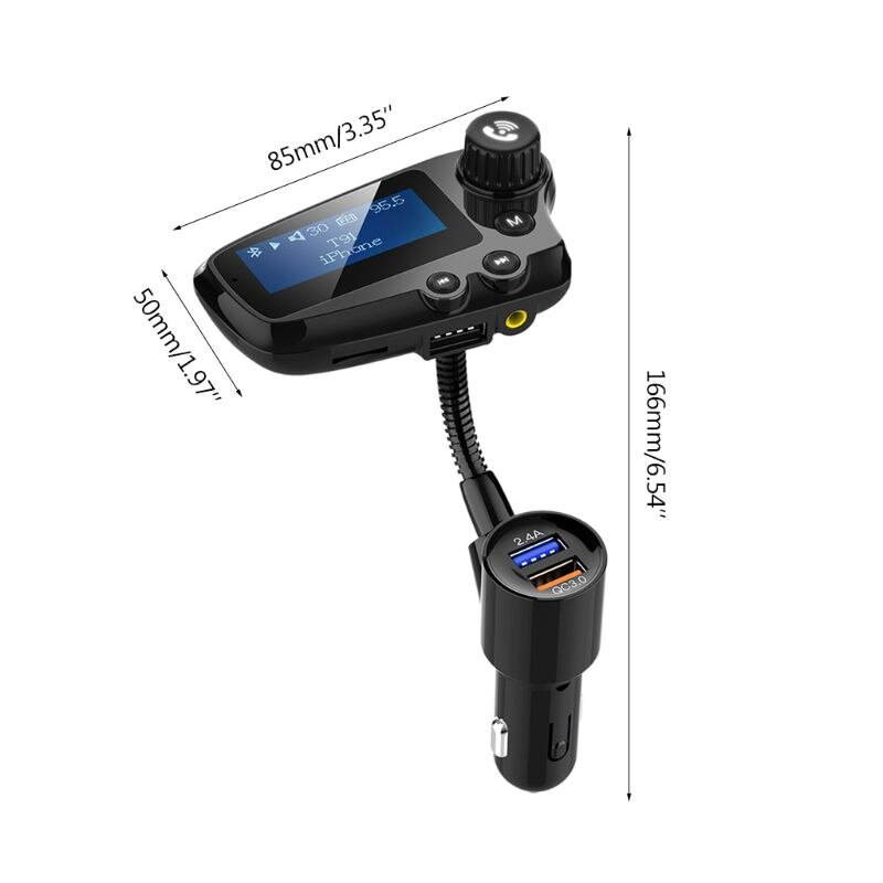 1 pcs Bluetooth FM Transmitter Hands Free Car Wireless Radio Adapter Kit QC3.0 Smart Dual USB Ports TF Card Mp3 Music Player A69B