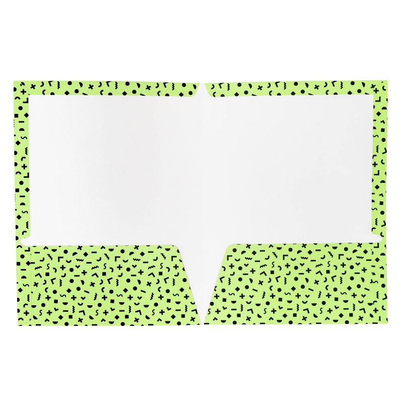 Paper Folder 2 Pockets Green Shapes - West Emory
