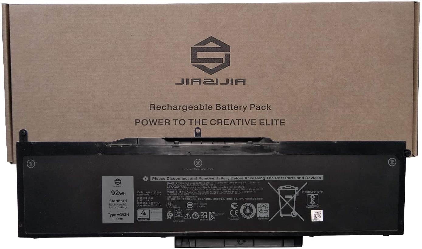 JIAZIJIA VG93N Laptop Battery Replacement for Dell Latitude 15 5580 5590 5591 E5580 E5590 E5591 Precision 15 3520 3530 M3520 M3530 Series Notebook WFWKK 0WFWKK Black 11.4V 92Wh 7666mAh
