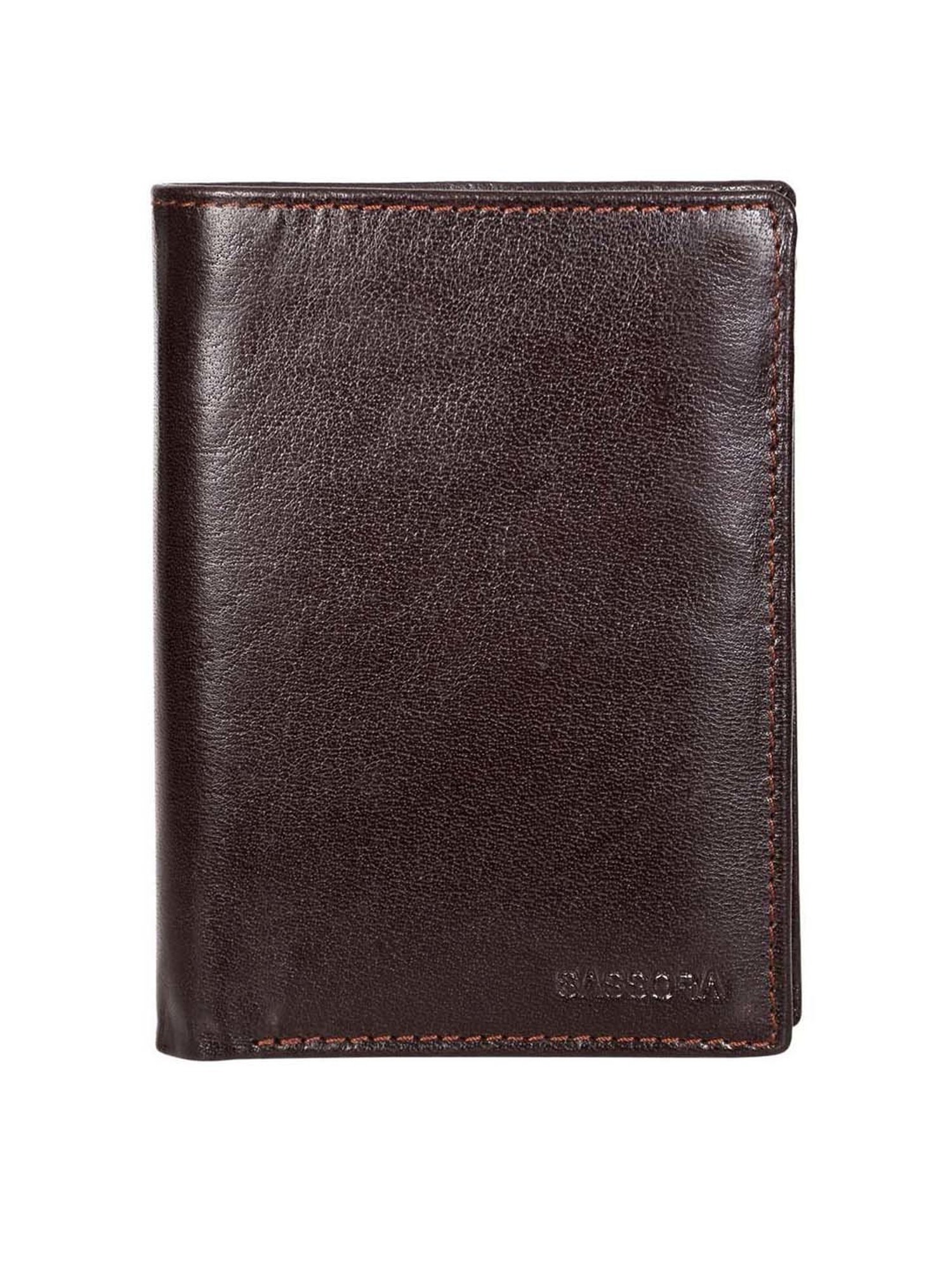 SASSORA Brown Casual Leather Rfid Bi-Fold Wallet for Men
