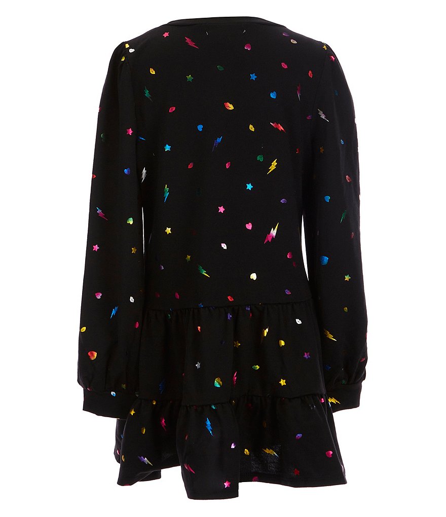 Honey and Rosie Big Girls 7-16 Long-Sleeve Multi-Print Drop-Waist Tiered Skirt Dress