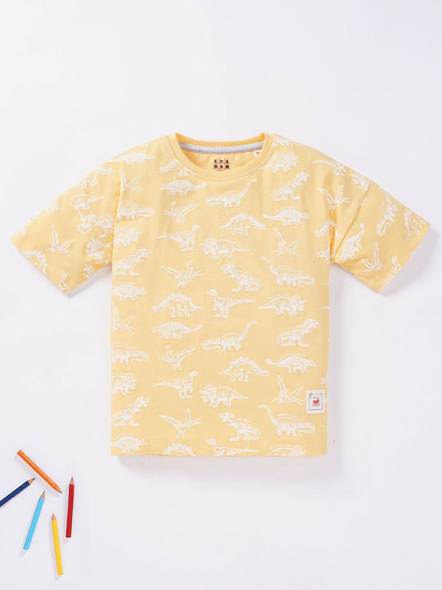 Ed-a-Mamma Kids Yellow Printed T-Shirt