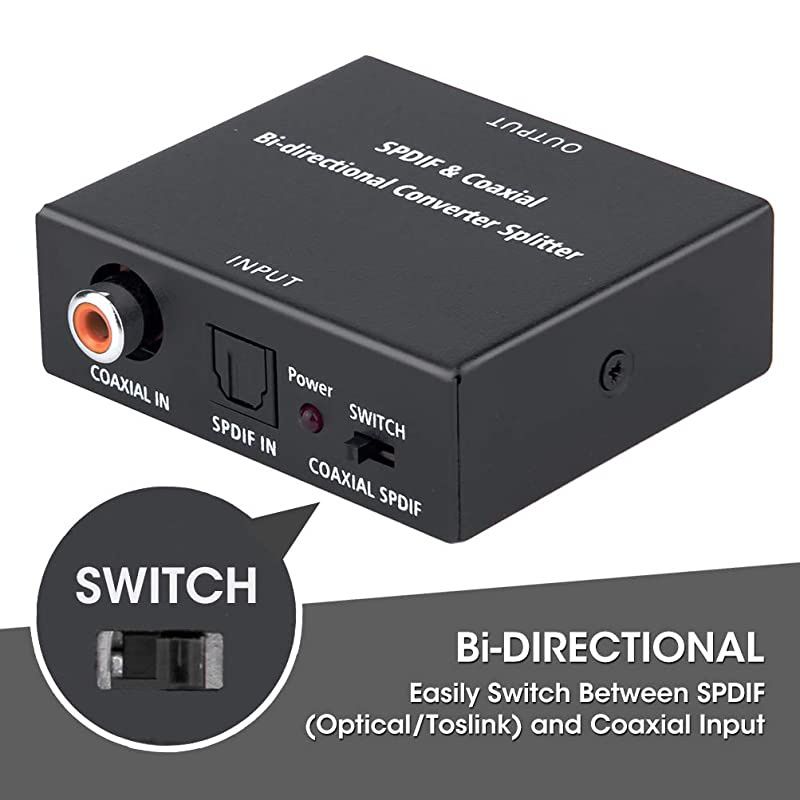 or CoaxtoOptical Digital Audio Converter Adapter ROOFULL Premium BiDirectional Digital Coaxial tofrom SPDIF Optical Toslink Audio Signal ConverterRepeater