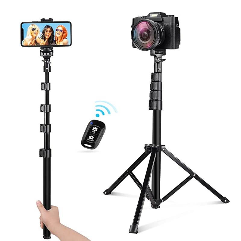 54inch Selfie Stick Tripod Detachable and Extendable Phone Tripod for Cell Phone Compatible with Smartphone Includes Wireless Remote Cell Phone Holder and Gopro Adapter
