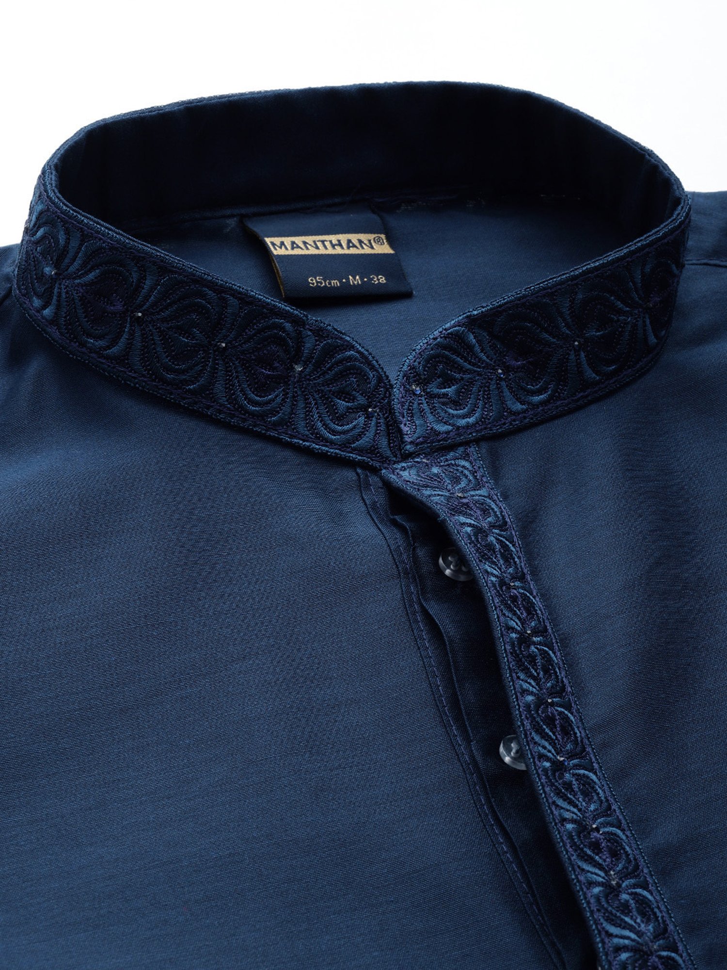 Manthan Blue & White Regular Fit Kurta & Churidar Set