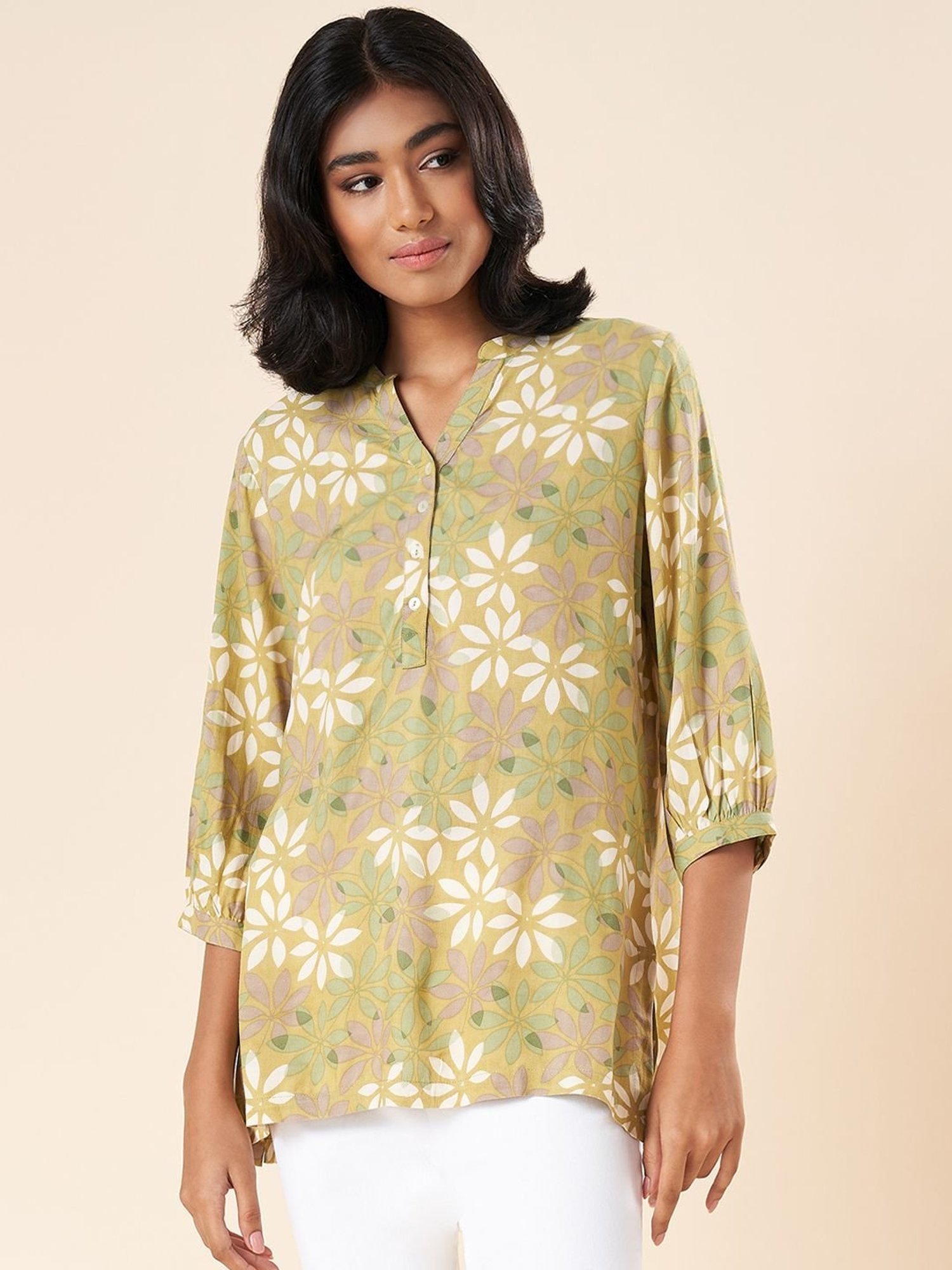 Akkriti by Pantaloons Green Printed Tunic