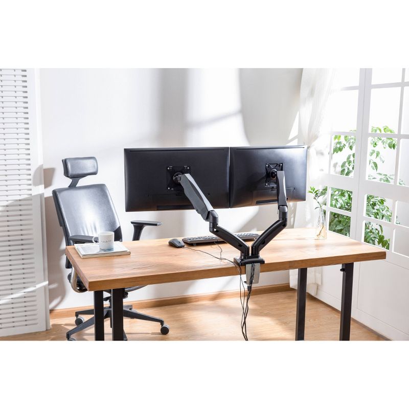 Premium Height Adjustable Double Monitor Arm Black - Rocelco