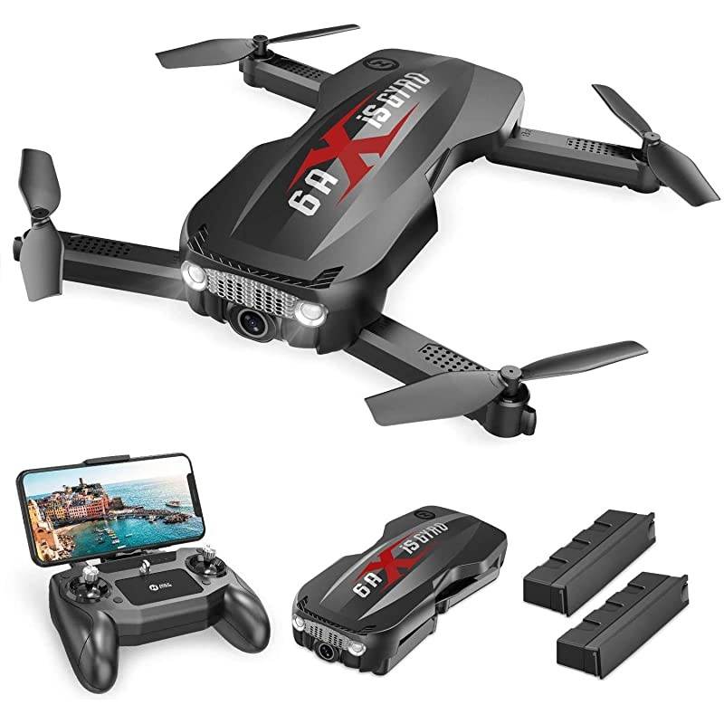 HS160 Pro Foldable Drone with 1080p HD WiFi Camera for Adults and Kids Wide Angle FPV Live Video App Control Gesture Selfie Tap Fly Optical Flow Altitude Hold and 2 Batteries