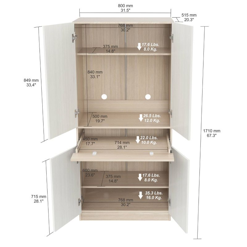 Computer Work Center Washed Oak - Inval