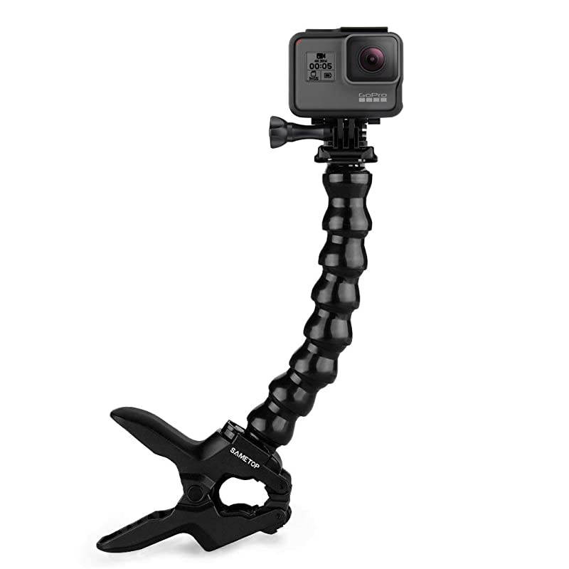Jaws Flex Clamp Mount with Adjustable Gooseneck Compatible with GoPro Hero 9 8 7 6 5 4 Session 3+ 3 2 1 Max Hero 2018 Fusion DJI Osmo Action Cameras