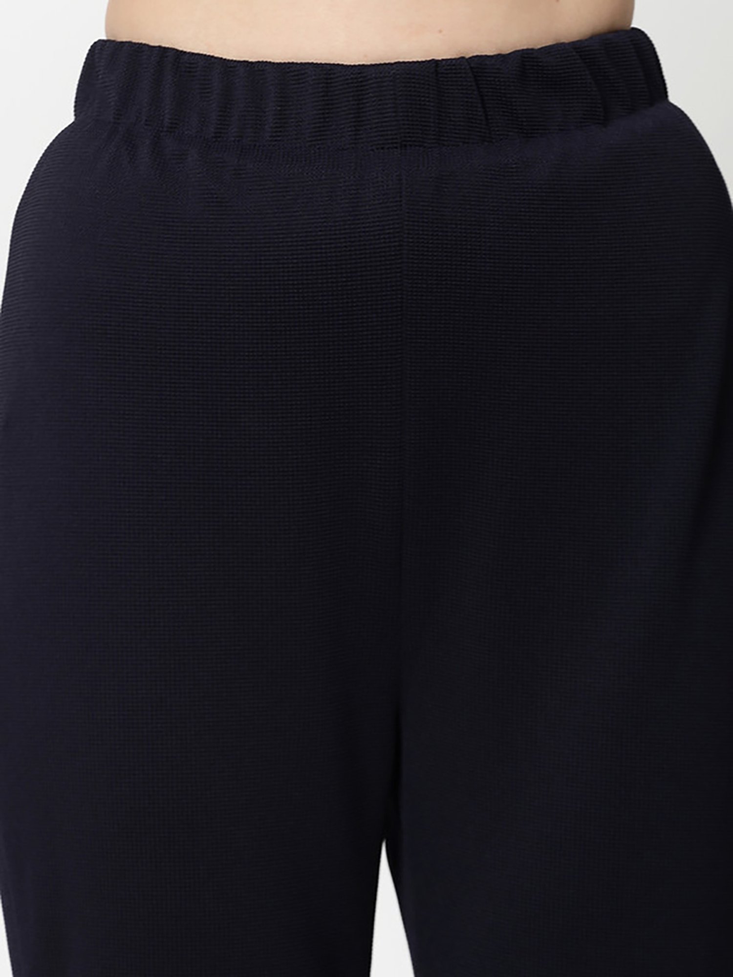 Office & You Navy Regular Fit Mid Rise Trousers