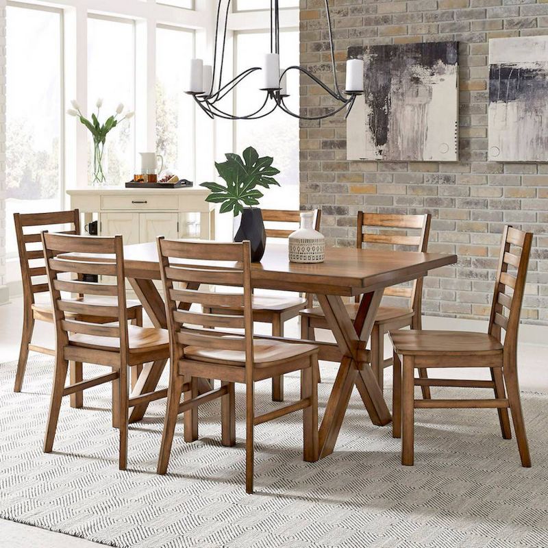 Sedona Rectangular Trestle Dining Table & 6 Chairs Toffee - Home Styles