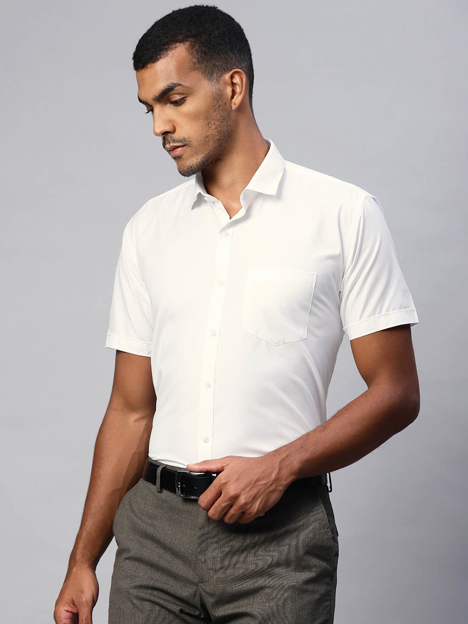 ManQ White Regular Fit Shirt