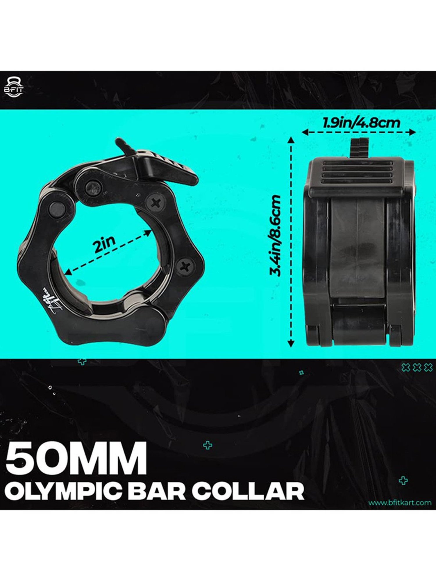 B Fit Quick Release Secure Clamps size 50 mm (Black)