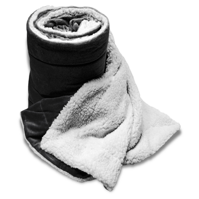 MINK SHERPA BLANKET OVERSIZED BLACK (60″x 72″)