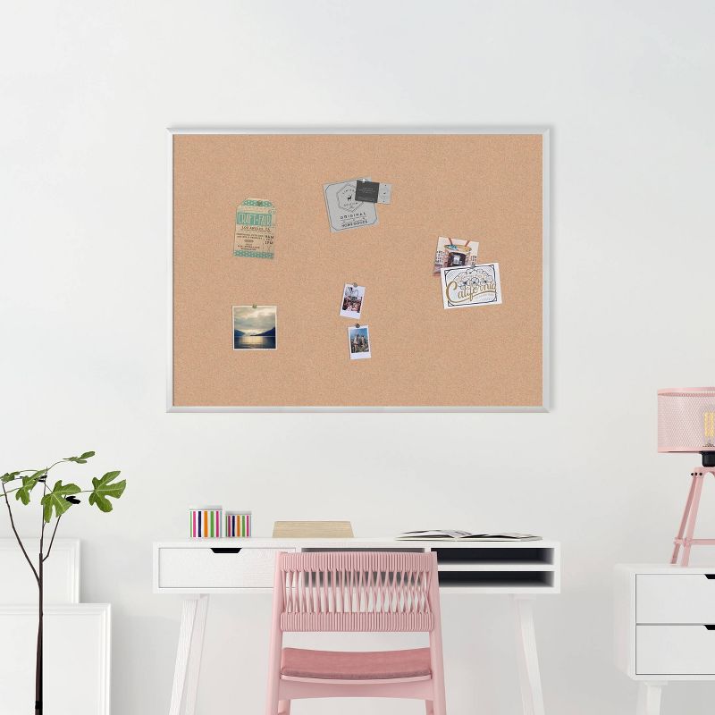 U Brands 47"x35" Cork Bulletin Board Aluminum Frame