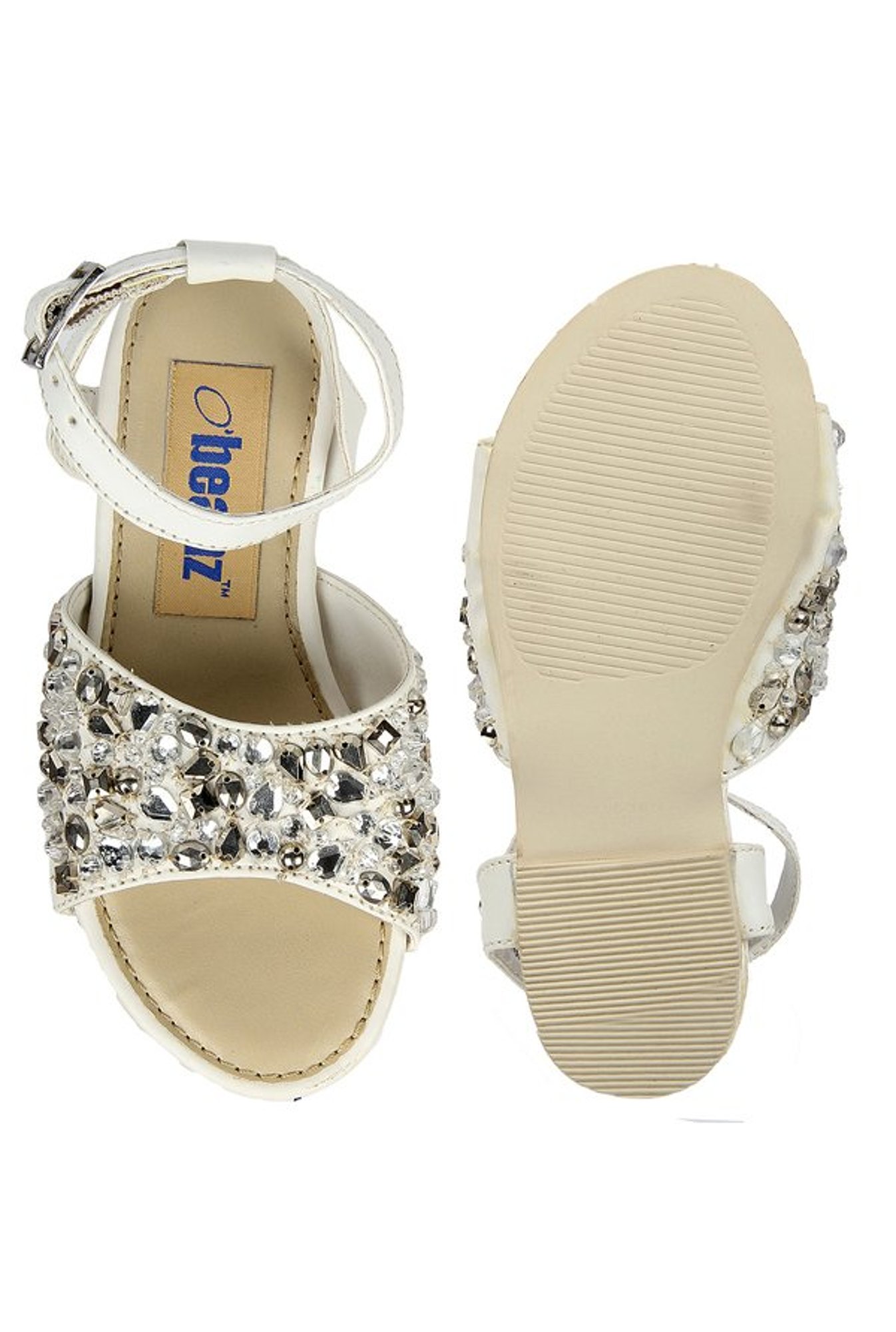 Beanz Diana White Ankle Strap Sandals