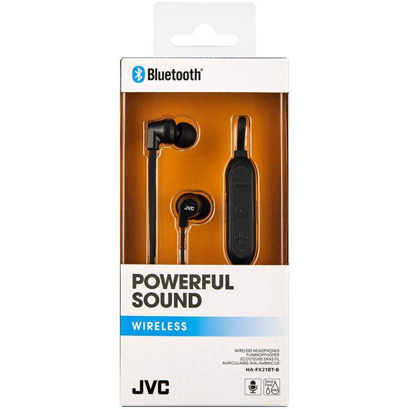 JVC HAFX21BT Powerful Sound Wireless Bluetooth In Ear Headphones - Black