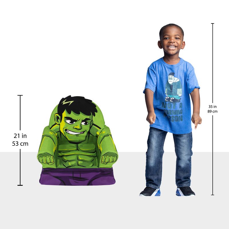 Marshmallow Furniture Comfy Foam Toddler Chair Kid's Furniture for Ages 2 Years Old and Up, The Incredible Hulk