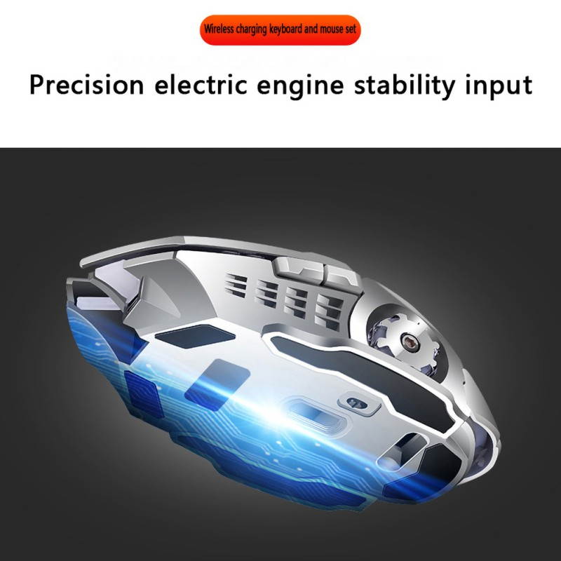 Wireless Gaming Keyboard and Mouse Combo with Rainbow LED Backlit Rechargeable  Battery Metal Panel Mechanical Keyboard