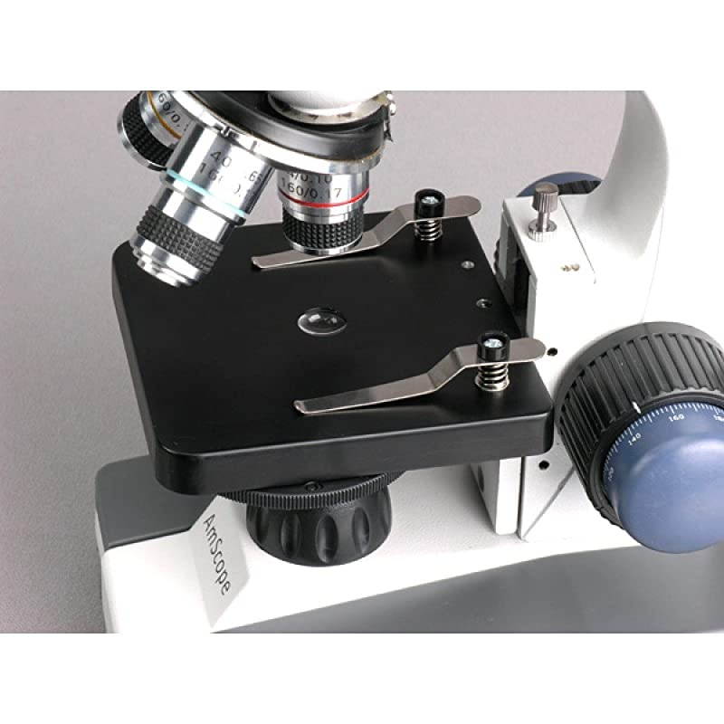 M150CMS Compound Monocular Microscope WF10x and WF25x Eyepieces 40x1000x Magnification LED Illumination Brightfield SingleLens Condenser Coaxial Coarse and Fine Focus Mechanical Stage 110V