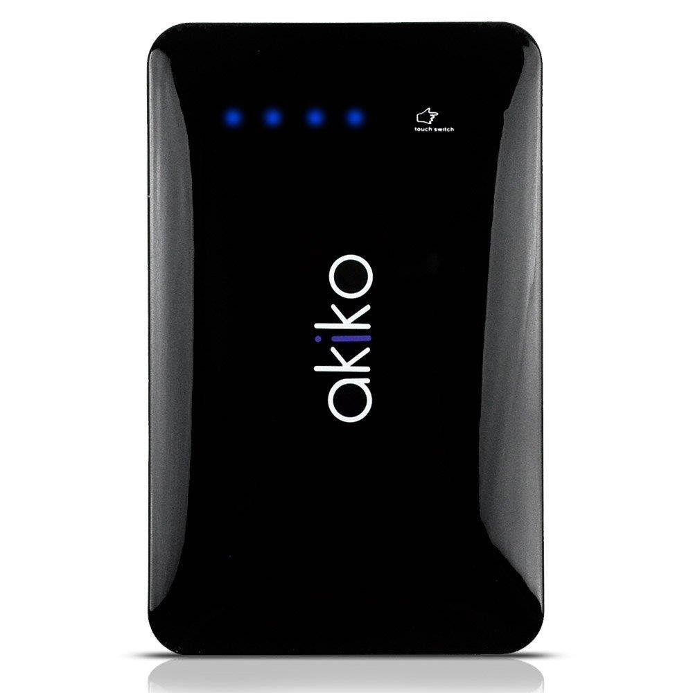 Akiko 9000mAh Ultra Slim Premium External Battery Pack Charger Powerbank with Dual USB Port (2.1A/ 1.5A Output) - Retail Packaging &ndash; Black