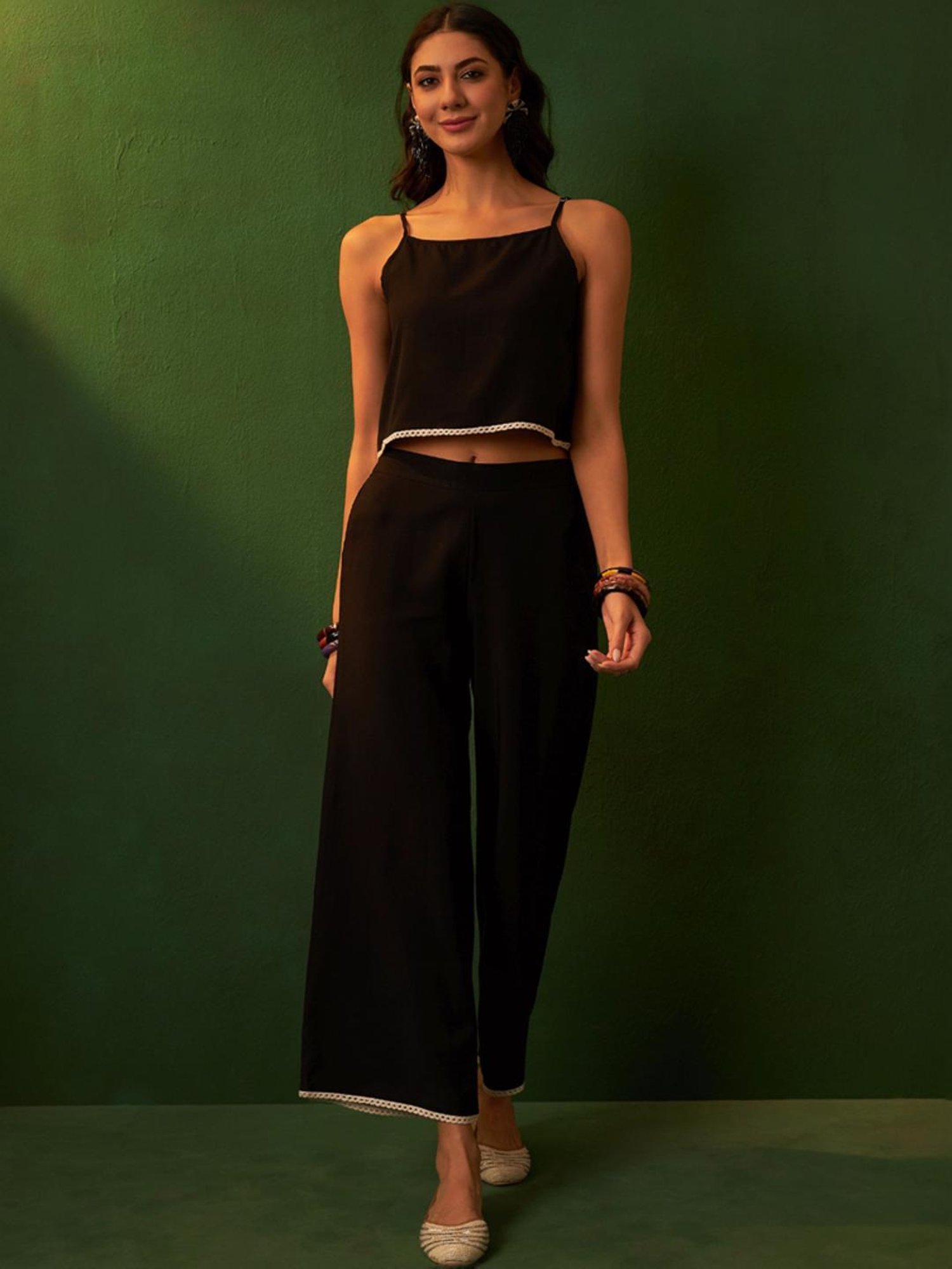 Ziyaa Black Printed Kurta Palazzo Set