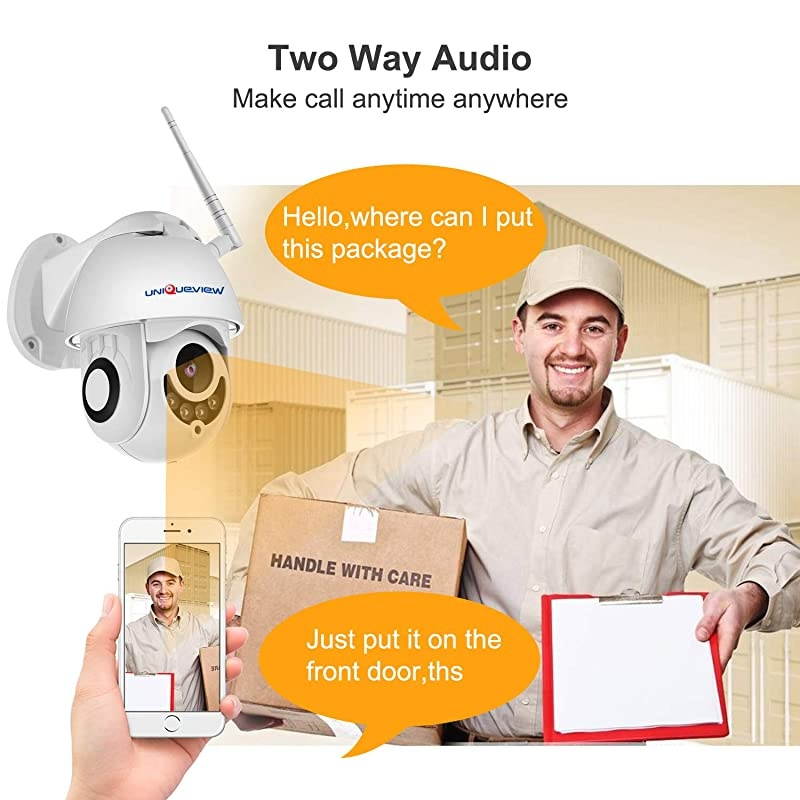 2.4Ghz WiFi IP PTZ Camera 1080P HD Outdoor Night Vision Waterproof CCTV Security Dome Camera 5X Digital Zoom, with PC Software/Web Client, ONVIF, Two Way Audio CCTV Surveillance Camera