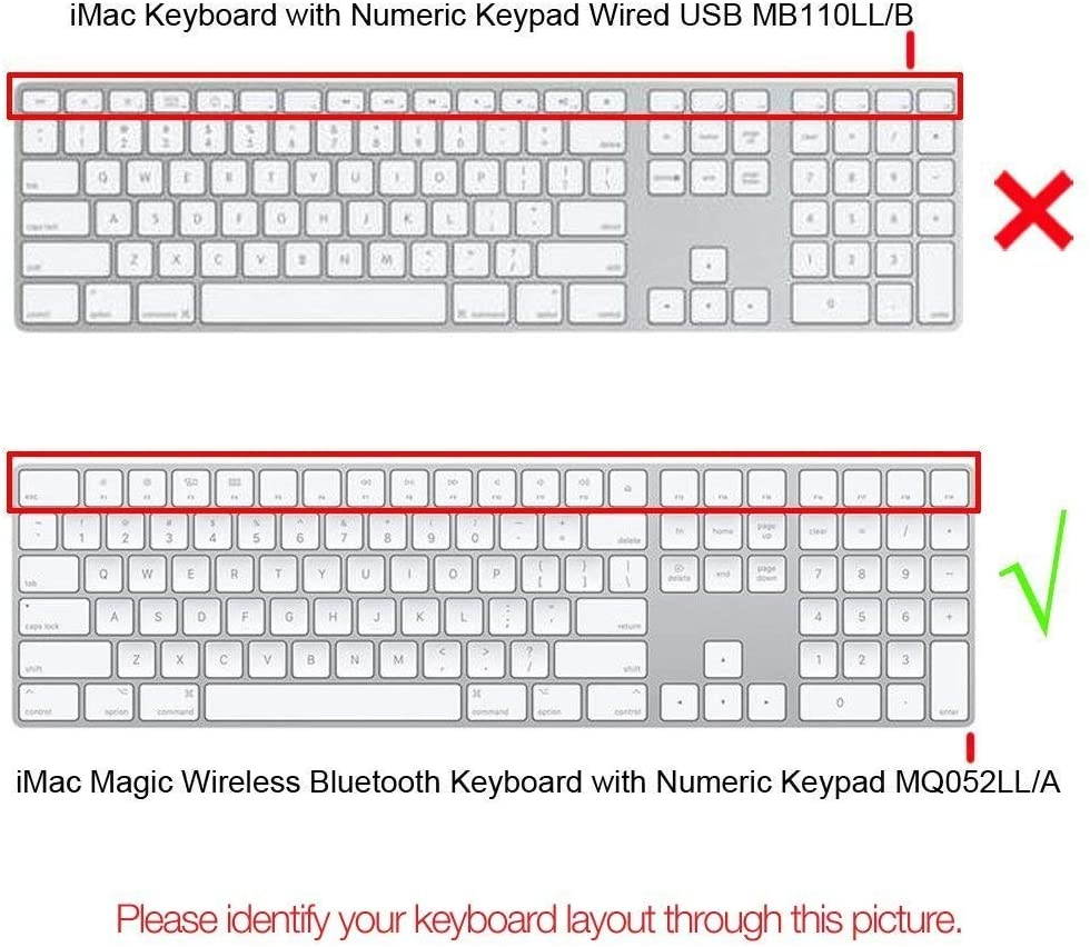 COOSKIN TPU Keyboard Cover Protector for 2017 Released Apple Magic Keyboard with Numeric Keypad US Layout A1843