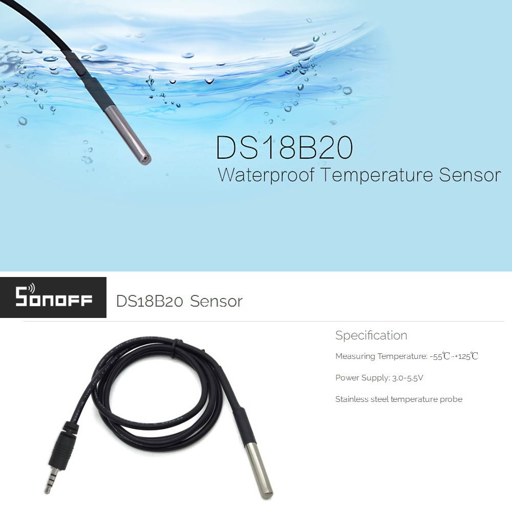 Sonoff DS18B20 Waterproof Digital Temperature Sensor Stainless Steel Thermal Probe