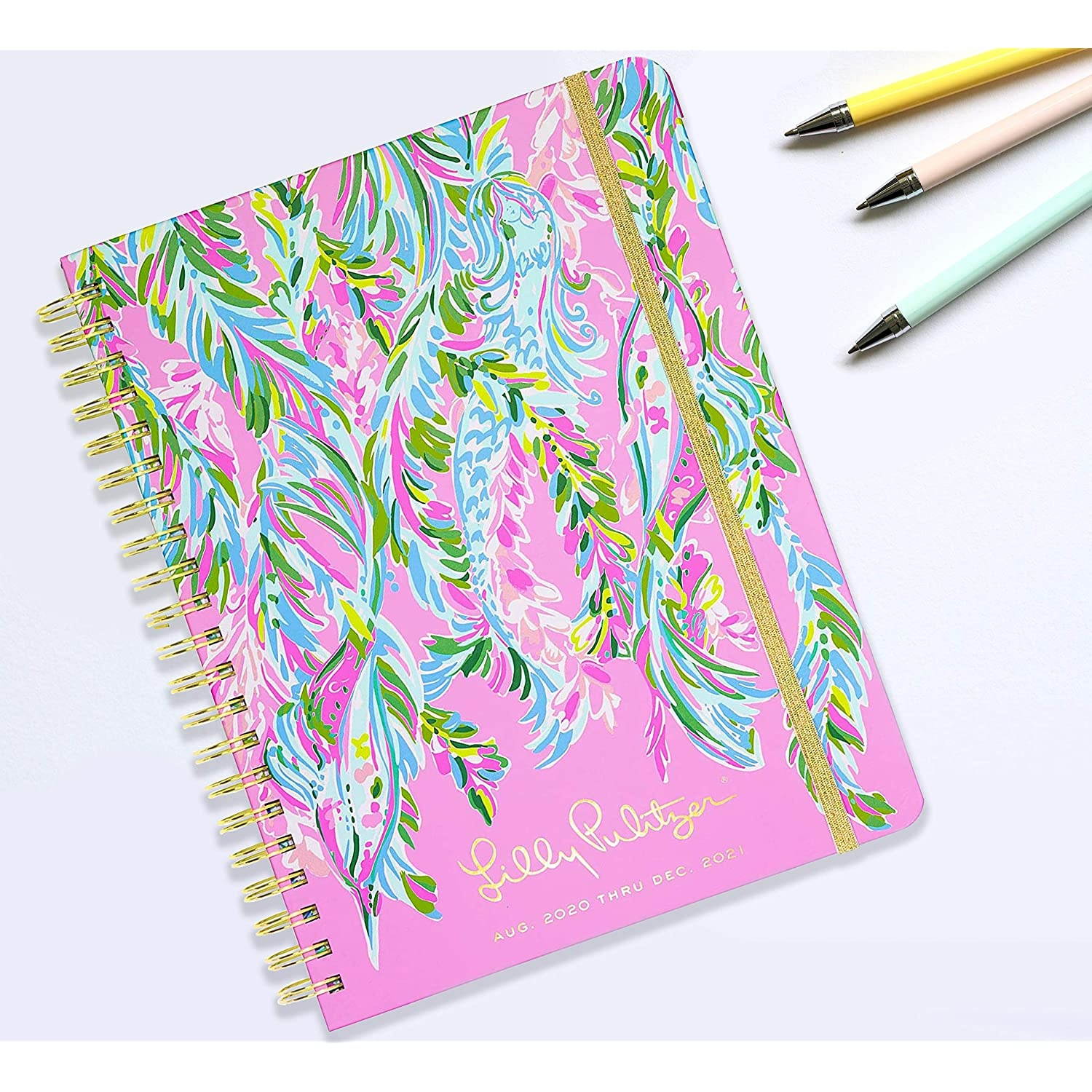 Lilly Pulitzer Jumbo 2020-2021 Planner Weekly & Monthly, Dated Aug 2020 - Dec 2021, 17 Month Hardcover Agenda with Notes/Address Pages, Stickers, Pocket, Laminated Dividers, Unicorn of the Sea