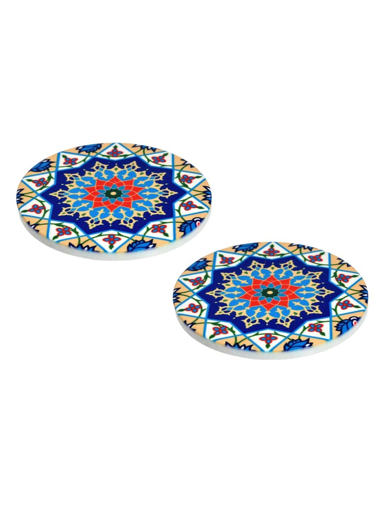 Crayton Hexagon Beige Geometric MDF Coaster - Set of 4