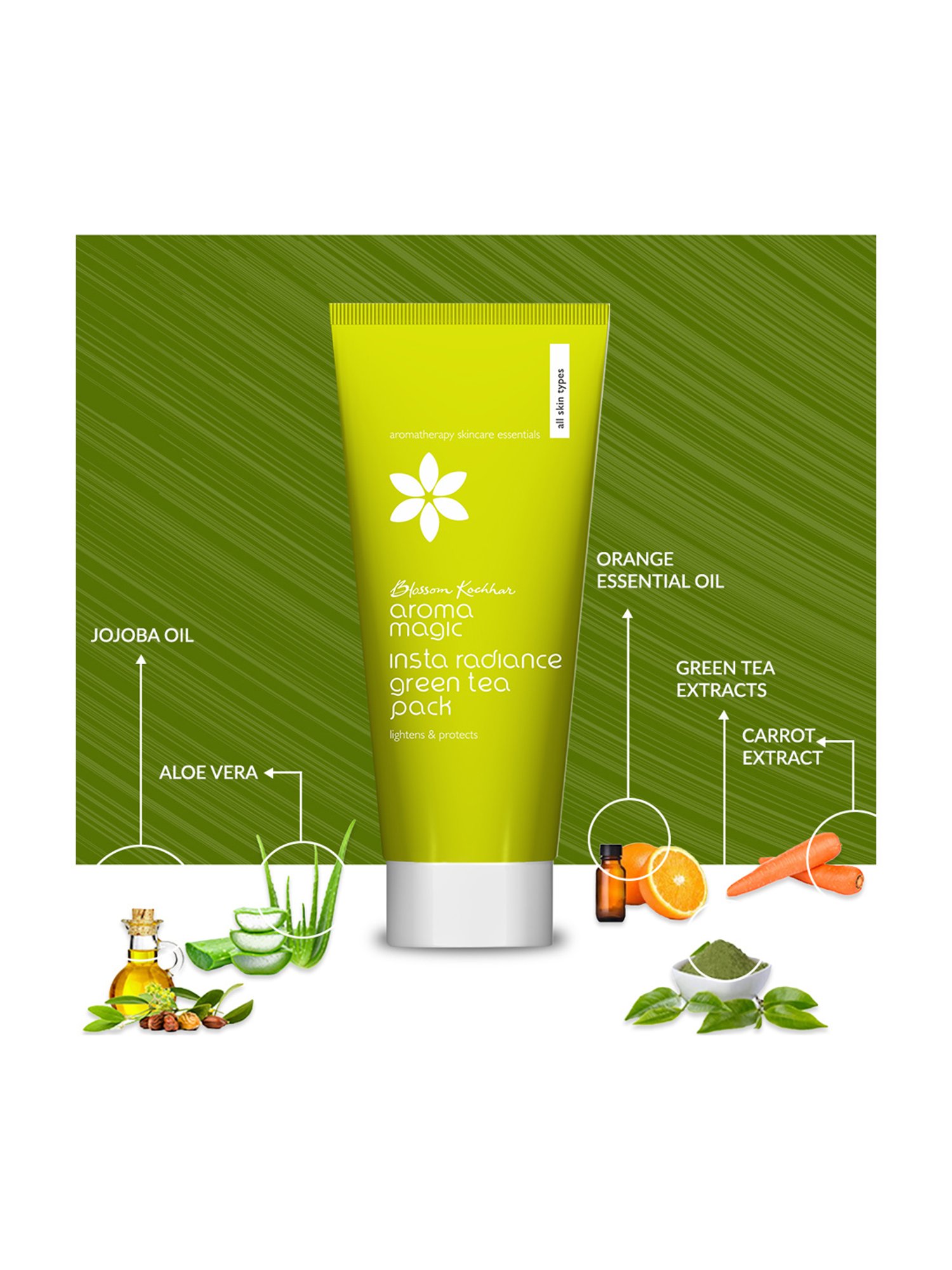 Aroma Magic Insta Radiance Green Tea Pack - 100 gm