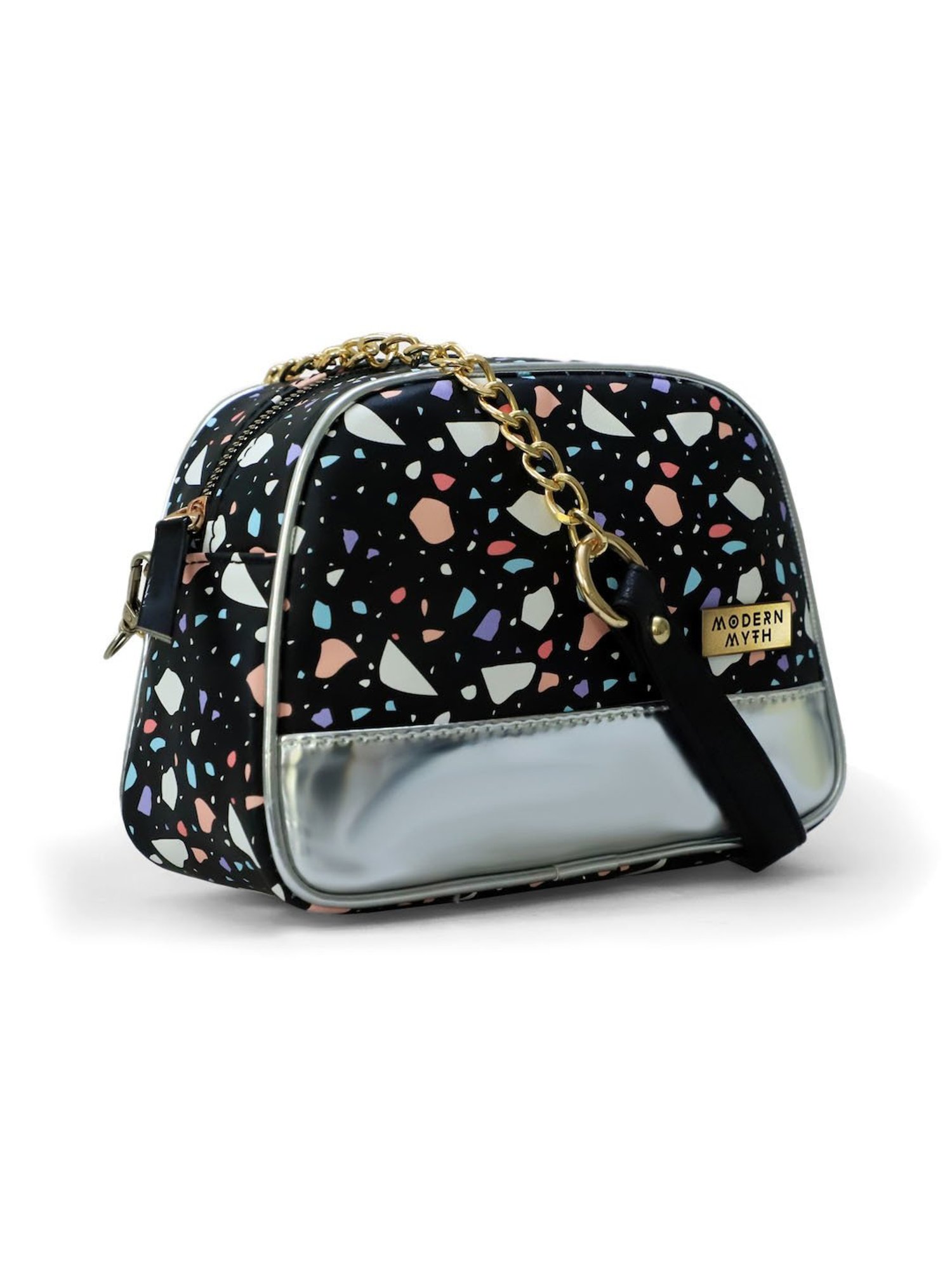 Modern Myth Black Printed Medium Cross Body Bag