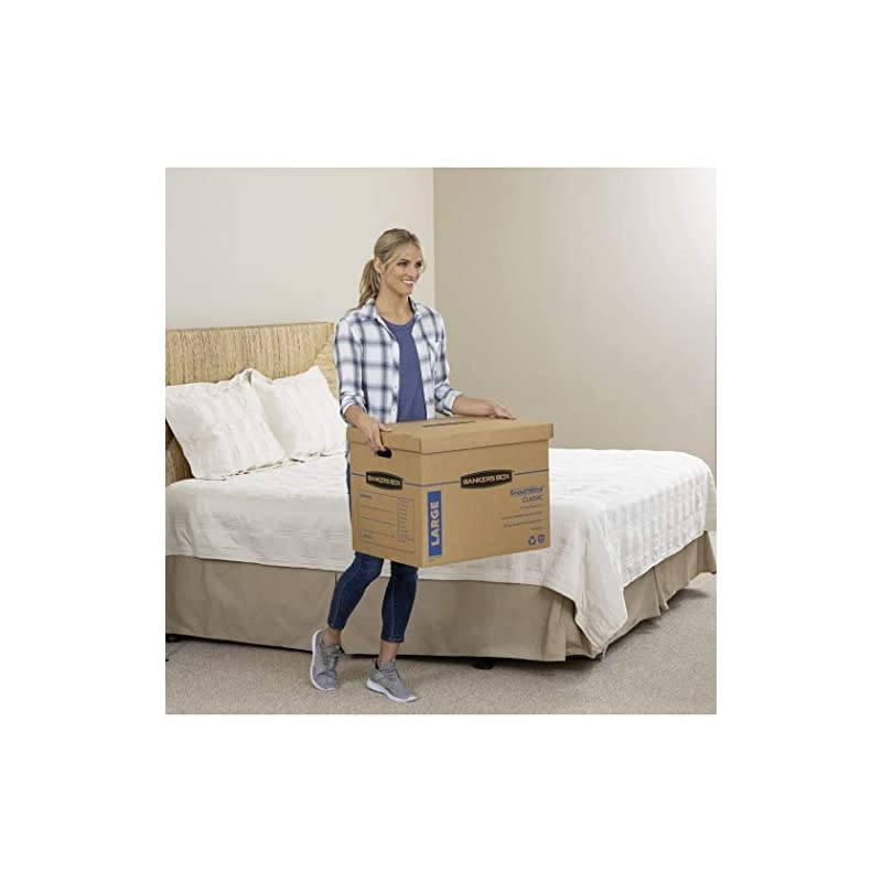 SmoothMove Classic Moving Boxes, Tape-Free Assembly, Easy Carry Handles, Large, 21 x 17 x 17 Inches, 10 Pack (7718202)