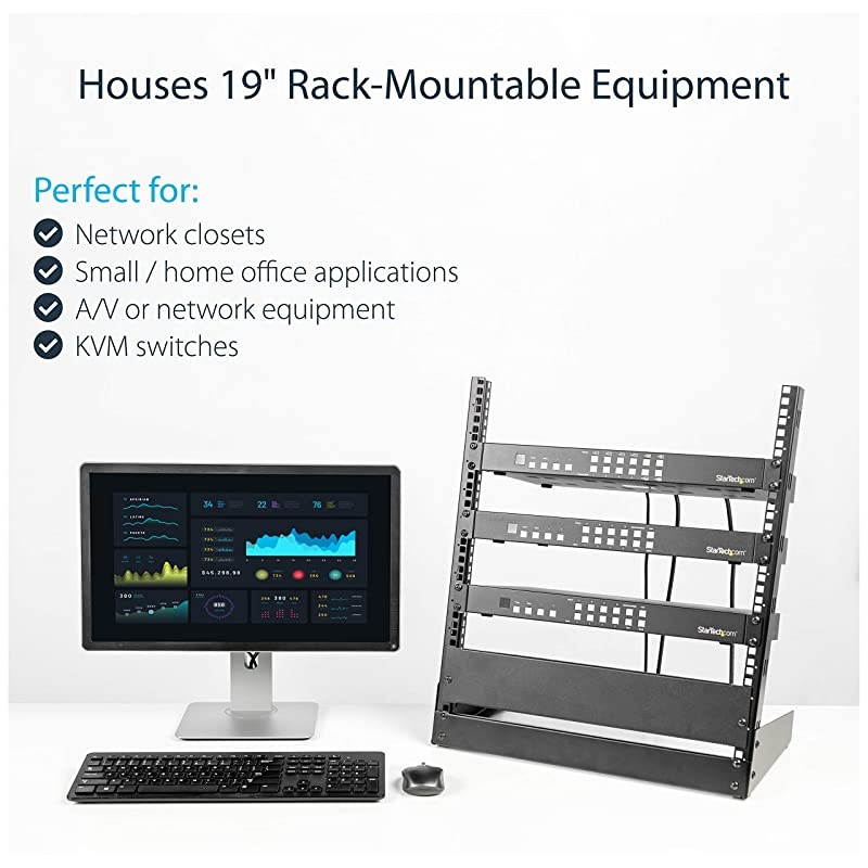 com 12U Open Frame Network Rack - 19" 2 Post Free Standing Desktop Rack for Computer, AV, Media, IT, Data & Server Room Equipment (RK12OD)