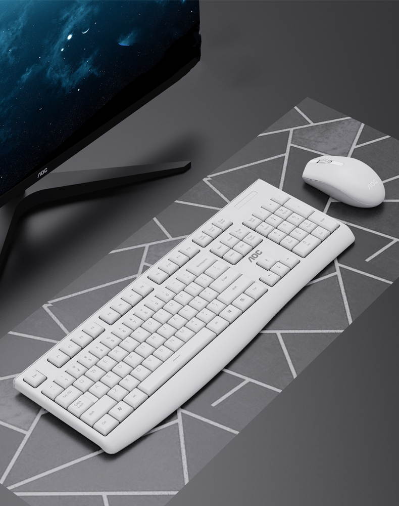 AOC KM220 2.4GHZ Wireless Keyboard and Mouse Combo,Waterproof,Ultra-thin and Power-saving, Low Typing Noise