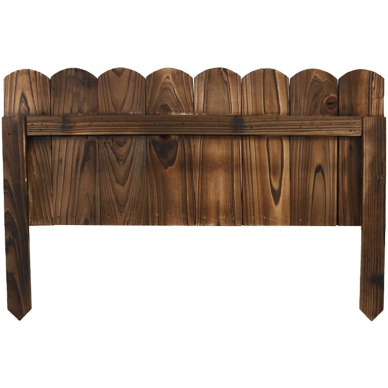 9' Rustic Outdoor Wood Garden Border Fence - Sunnydaze Decor