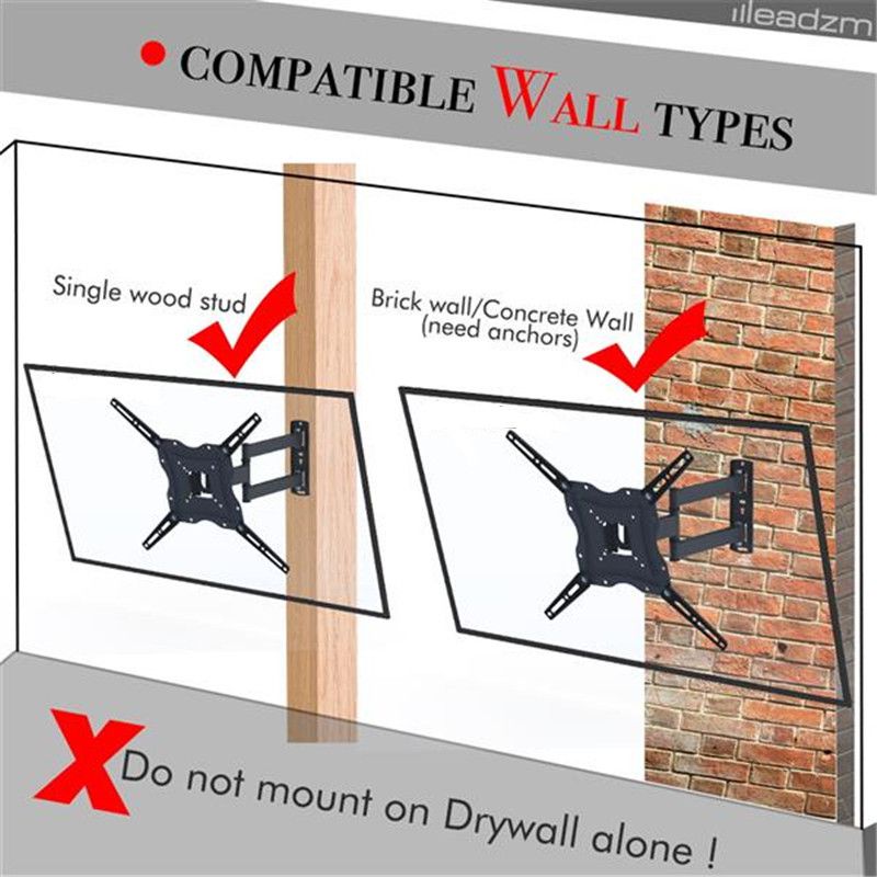 26-55" Adjustable TV Wall Mount Bracket Rotatable with Spirit Level