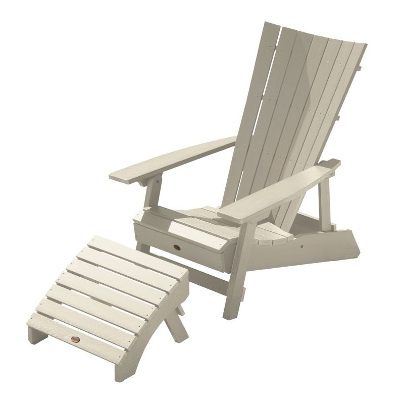 Manhattan Beach Adirondack Chair with Folding Adirondack Ottoman Whitewash - Highwood