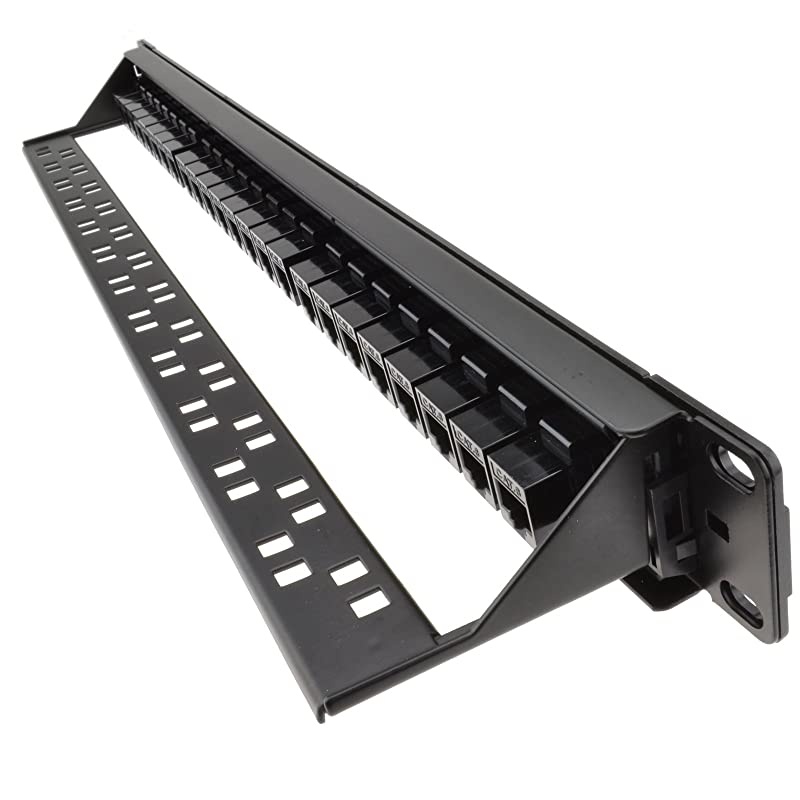 24 Port RJ45 CAT6 Gigabit Through Coupler Patch Panel with Back Bar