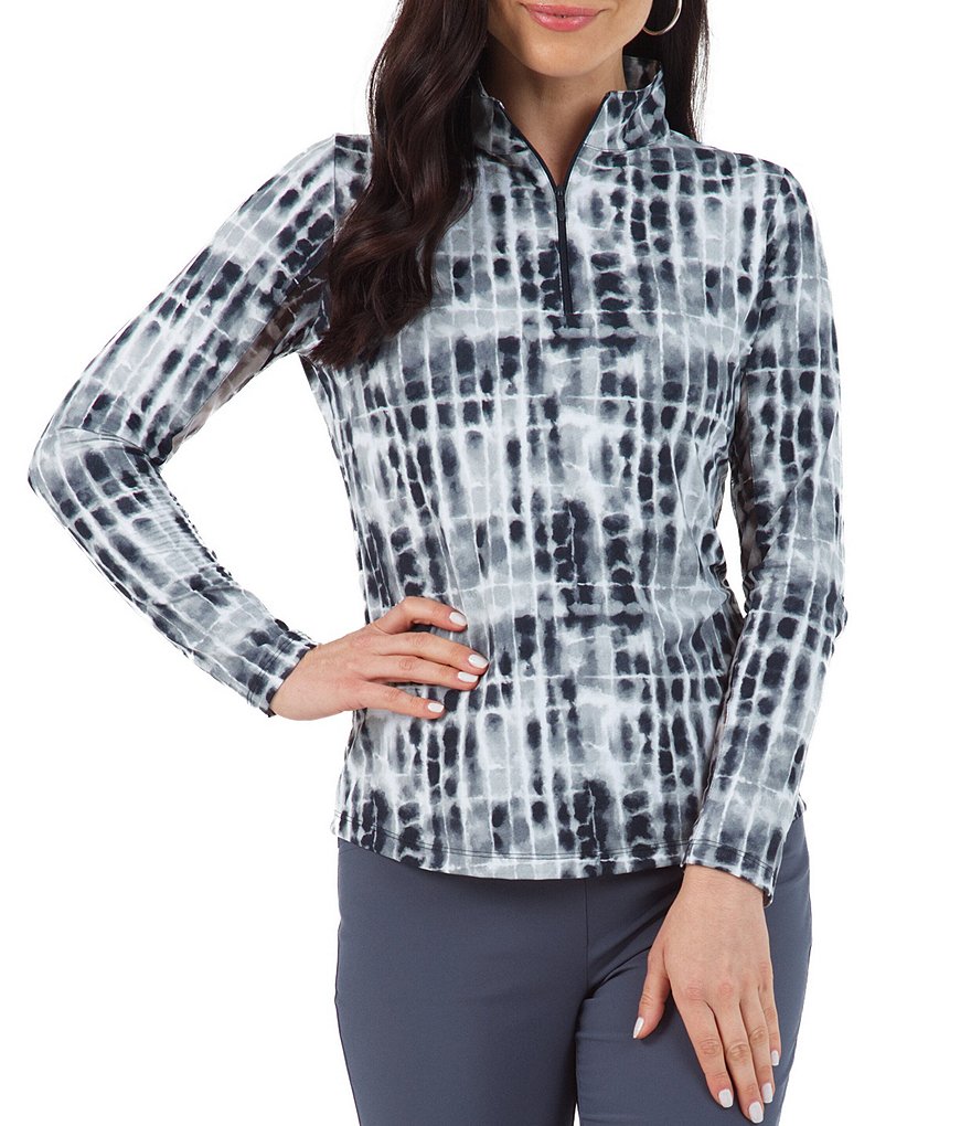 IBKUL Rue Print Long Sleeve Mock Neck Top