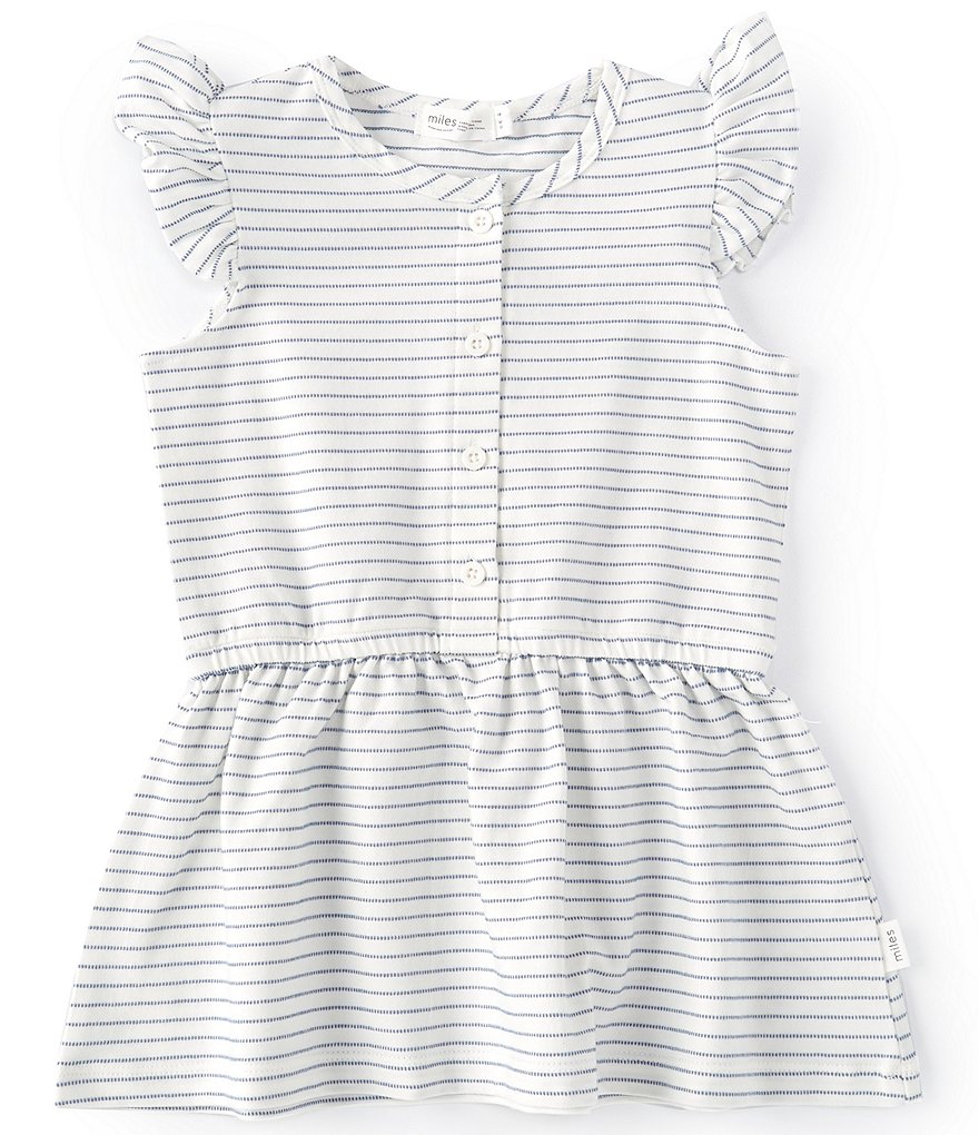 Petit Ami Baby Girls 12-24 Months Horizontal Stripe Ruffle Sleeve Dress
